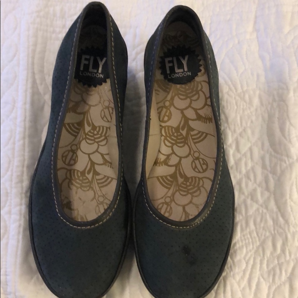 FLY blue suede wedge